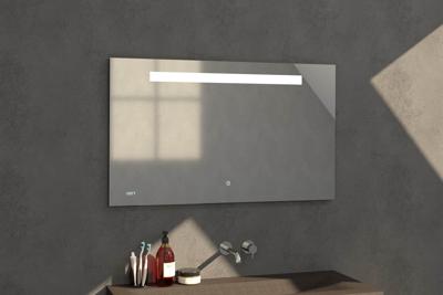 Sanituba Clock spiegel 120x70 met LED verlichting en klok Aluminium Geborsteld Sanituba Clock spiegel 120x70 met LED verlichting en klok Aluminium Geborsteld