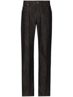 Dolce & Gabbana logo-appliqué cotton wide-leg jeans - Noir