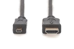 Digitus AK-330109-020-S HDMI-kabel HDMI Aansluitkabel HDMI-A-stekker, HDMI-micro-D-stekker 2.00 m Zwart Vergulde steekcontacten