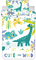 Dino "Cute and wild" baby  Peuterdekbedovertrek - 100 x 135 cm - Katoen