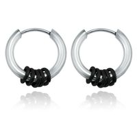 Stalen creolen Flexible Rings Silver Black-16mm