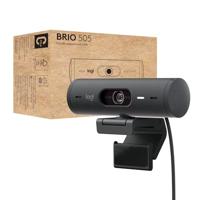 Logitech Brio 505 Full HD webcam met automatische lichtcorrectie, auto-framing, Show Mode, dual noise reduction microfoons, privacy shutter - Werkt met Microsoft Teams, Google Meet, Zoom - Grijs