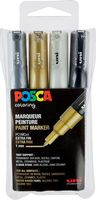 Uni POSCA paintmarker PC-1MC, 0,7 mm, etui met 4 stuks in geassorteerde metallic kleuren - thumbnail