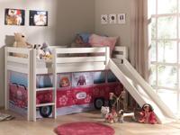 Bed ALIZE met glijbaan 90x200 cm witte pijnboom tent little princess