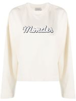 Moncler logo-embroidered cotton sweatshirt - Tons neutres