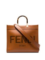 FENDI sac à main Sunshine en cuir à logo embossé - Marron - thumbnail