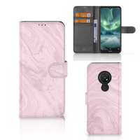 Nokia 7.2 | Nokia 6.2 Bookcase Marble Pink - Origineel Cadeau Vriendin - thumbnail