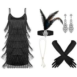 Roaring jaren '20 Jaren 1920 Cocktail jurk Vintage Jurk Flapper jurk Jurken Outfits Galajurken Kerst feestjurk The Great Gatsby Charleston Dames Kwastje Veer Kerstmis Halloween Feest / Uitgaan 1 Lightinthebox