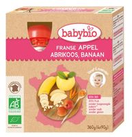 Babybio Appel abrikoos banaan 90 gr bio (4 st)