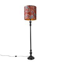 QAZQA Vloerlamp zwart met kap pauw rood 40 cm - Classico - thumbnail