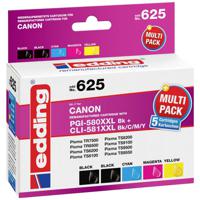 Edding Inktcartridge vervangt Canon PGI-580PGBK XXL, CLI-581C XXL, CLI-581M XXL, CLI-581Y XXL Compatibel Combipack Zwart, cyaan, magenta, geel EDD-625 18-625 - thumbnail