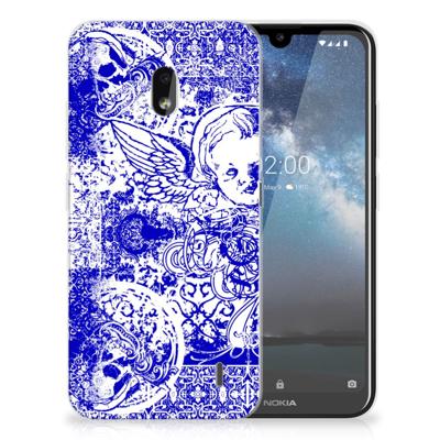 Silicone Back Case Nokia 2.2 Angel Skull Blauw
