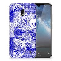 Silicone Back Case Nokia 2.2 Angel Skull Blauw