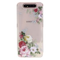 Shop4 - Samsung Galaxy A80 Hoesje - Zachte Back Case Bloemen Gekleurd