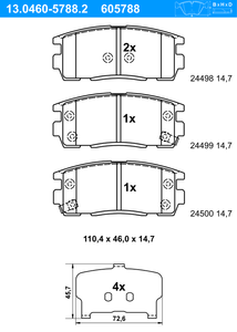 Remblokkenset, schijfrem ATE, u.a. für Vauxhall, Opel, Chevrolet, Hyundai