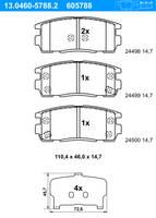 Remblokkenset, schijfrem ATE, u.a. für Vauxhall, Opel, Chevrolet, Hyundai - thumbnail