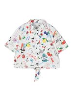 MSGM Kids blouse crop à imprimé graphique - Blanc