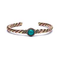 Messing Armband met Turquoisekleurige Zandsteen uit India - thumbnail