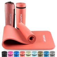 Tunturi NBR Yogamat met Draagtas| Fitness mat Extra dik & zacht | Anti slip | 180x60x1.5cm | Incl Trainingsapp | Rose Goud