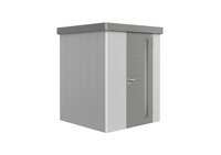 Metalen berging Neo - Enkele deur - Zilver/kwartsgrijs - 1A (180x180 cm)