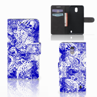 Telefoonhoesje met Naam Nokia 2 Angel Skull Blauw