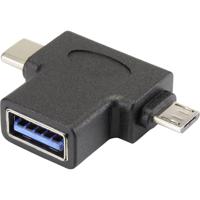 Renkforce USB 3.2 Gen 1 (USB 3.0) Adapter [1x USB-C stekker, Micro-USB 2.0 B stekker - 1x USB 3.2 Gen 2 bus A (USB 3.1)] Met OTG-functie, Vergulde - thumbnail