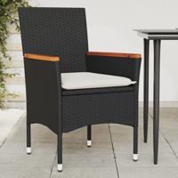 Tuinstoelen 2 st met kussens poly rattan zwart - thumbnail