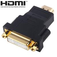 HDMI adapter verguld - HDMI 19 pin mannelijk naar DVI 24 + 5 pins vrouwelijk/zwart