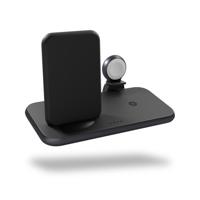 ZENS Aluminium Series 4 in 1 Stand Wireless Charger + Watch ZEDC15B/00 Inductielader Uitgangen Qi-standaard, USB-A Zwart - thumbnail