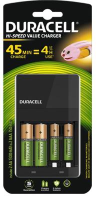 Duracell CEF14 Batterijlader NiMH AAA (potlood), AA (penlite) Duracell CEF14 Batterijlader NiMH AAA (potlood), AA (penlite)