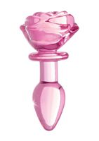 Glass Small Anal Plug - Pink Rose