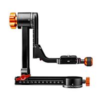 Walimex pro Aluminium Gimbal Head statiefkop A20 - hoogwaardig 360 graden panorama statiefkop apenschommel met Arca snelwisselplaat, draagvermogen 20 kg, met tas, voor DSLR DSLM spotting objectief
