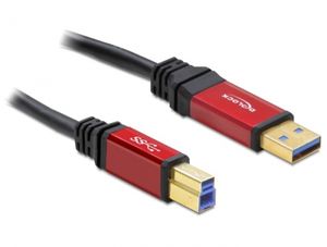 Delock USB-kabel USB 3.2 Gen1 (USB 3.0 / USB 3.1 Gen1) USB-A stekker, USB-B stekker 1.00 m Rood, Zwart Vergulde steekcontacten, UL gecertificeerd 82756