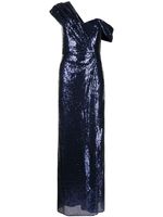 Badgley Mischka robe mi-longue à épaules dénudées - Bleu - thumbnail