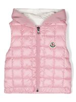 Moncler Enfant gilet matelassé à patch logo - Rose