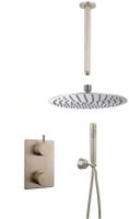 Mueller Round inbouw regendouche met plafond arm en hoofddouche 20cm RVS look