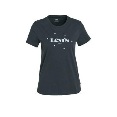 Levi's T-shirt THE PERFECT TEE met logo en glitters antraciet/zilver Levi's T-shirt THE PERFECT TEE met logo en glitters antraciet/zilver
