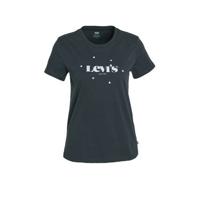 Levi's T-shirt THE PERFECT TEE met logo en glitters antraciet/zilver