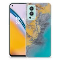 OnePlus Nord 2 5G TPU Siliconen Hoesje Marble Blue Gold