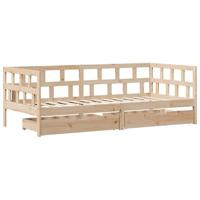 vidaXL Slaapbank met lades 90x200 cm massief grenenhout, bedbank, logeerbed, ledikant, bankbed, bed, gastenbed, ligbed, divan, dagbedframe