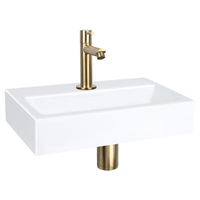 Differnz Flat fonteinset keramiek met rechte kraan mat goud Differnz Flat fonteinset keramiek met rechte kraan mat goud