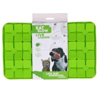 Eat Slow Live Longer Licking Mat Bloemenpatroon - 21 x 34 cm - snuffelmat - Anti-snuffelmat - Slowfeeder - 100% siliconen - vaatwasmachinebestendig - groen