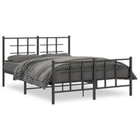 Bedframe met hoofd- en voeteneinde metaal zwart 135x190 cm