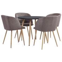 vidaXL 5-delige Eethoek stof bruin