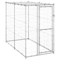 Hondenkennel buiten met dak 110x220x180 cm gegalvaniseerd staal