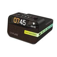 Pure Moment, Klokradio, Wake-Up Light, Bluetooh-luidspreker, Geluidsmachine, Kristal, Koffie Bruin, Draadloze Oplader