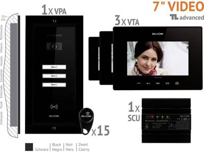 Bellcome VKA.P3FR.T7S9.BLB04 Complete set voor Video-deurintercom Kabelgebonden Driegezinswoning Zwart Bellcome VKA.P3FR.T7S9.BLB04 Complete set voor Video-deurintercom Kabelgebonden Driegezinswoning Zwart