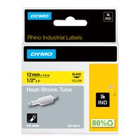 Labeltape krimpkous DYMO IND RHINO 18056 Tapekleur: Geel Tekstkleur:Zwart 12 mm 1.5 m - thumbnail