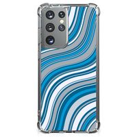 Samsung Galaxy S21 Ultra Doorzichtige Silicone Hoesje Waves Blue - thumbnail