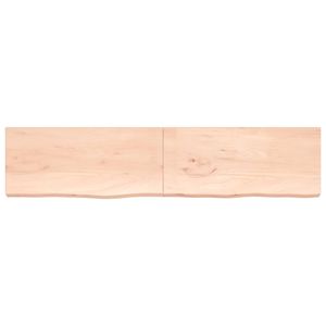 The Living Store Wandplank Rustieke Stijl - Eikenhout - 220 x 50 x 6 cm - Handgemaakt - Draagvermogen 44 kg